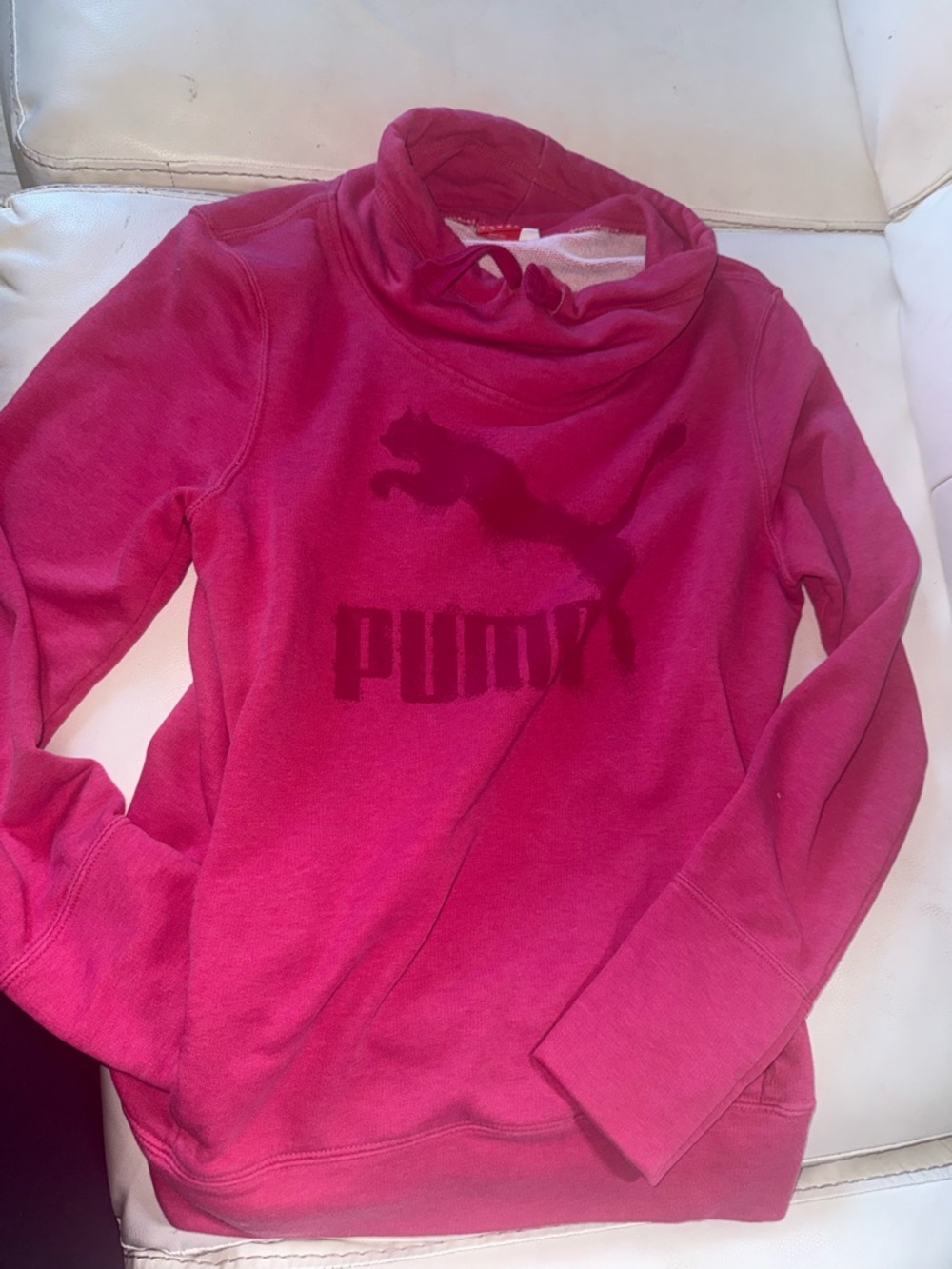 PUMA Women’s' Pink Pullover Hoodie - Soft Funnel Neck Sweatshirt